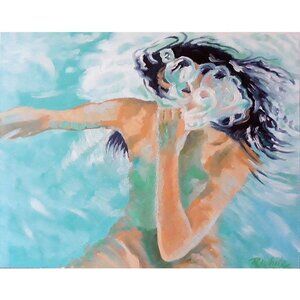 "Bubbles" Original Oil Painting on Cradled Wood Panel 14"w x 11"h x 1.5"d